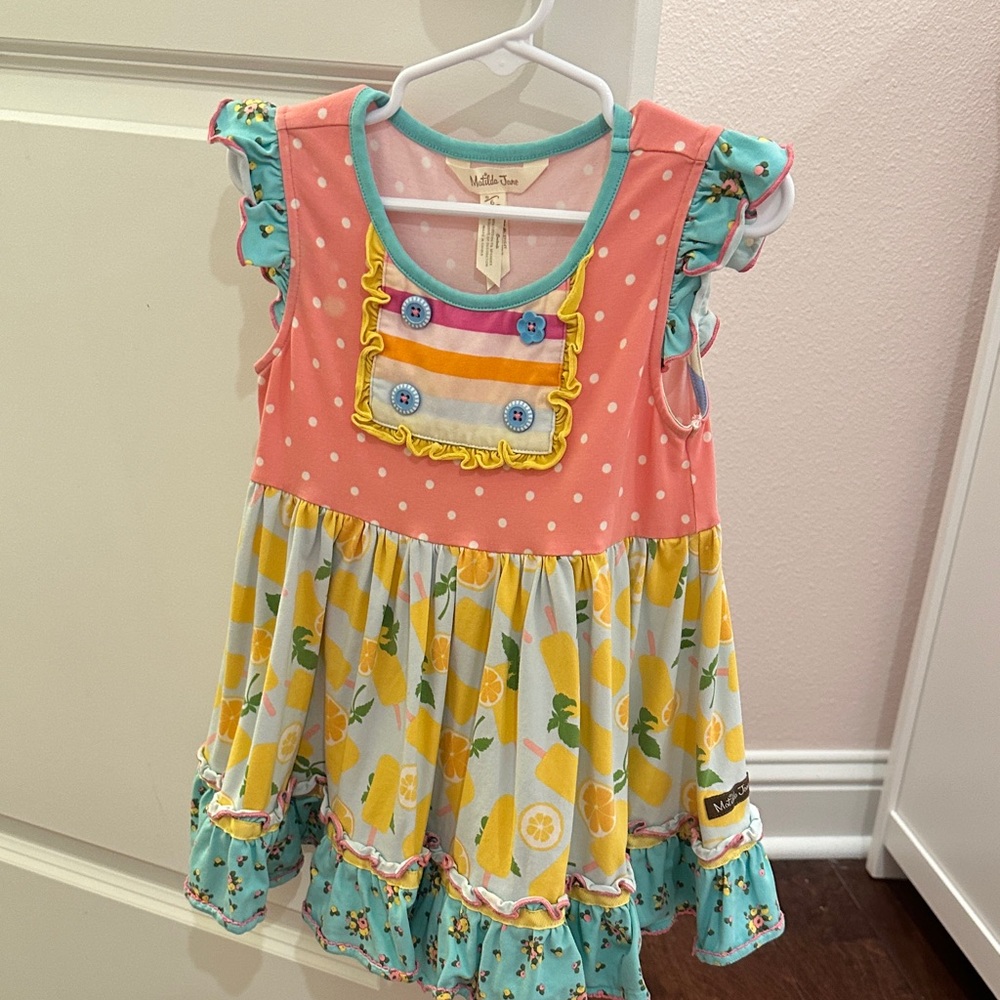 Colorful Ruffle Dress with Lemon Print